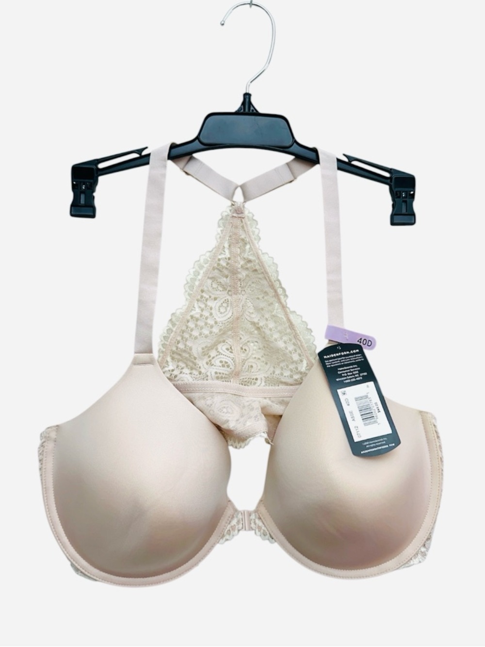Maidenform Racerback Bra 40D Lace Back Smoothing SmartZone
